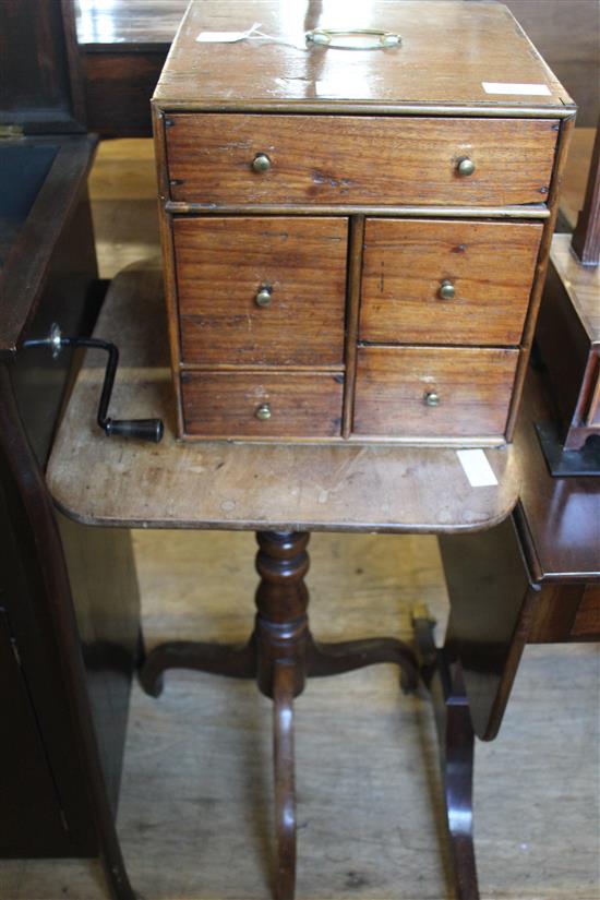 19th C miniature mahogany chest fitted with 5 drawers & mahogany occasional table(-)